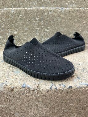 Ilse Jacobsen Tulip 3575 Black Perforated Slip On Flats Comfort Shoes EU 40